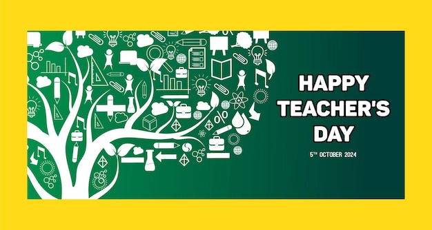 Vector happy teachers day background october 5 world teachers day scientific tree trunk for celebration