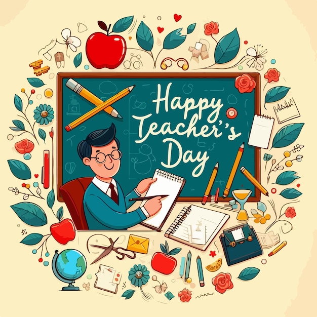 Vector happy teachers day celebration background vector illustration