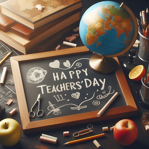 Vector happy teachers day creative teachers day education design with decorative lettering