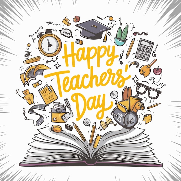 Happy teachers day flat design illustration concept