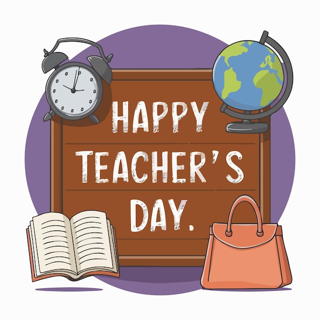 Vector happy teachers day flat design illustration concept