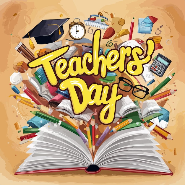 Happy teachers day flat design illustration concept