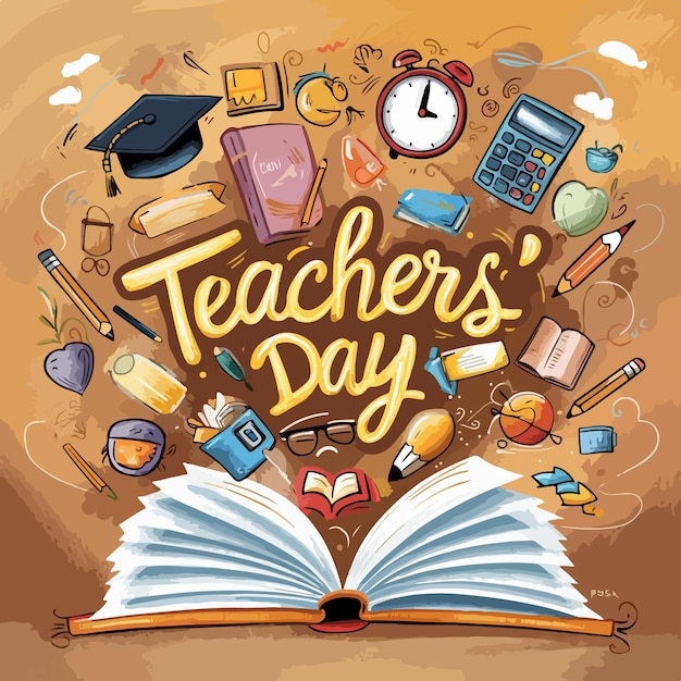 Happy teachers day flat design illustration concept