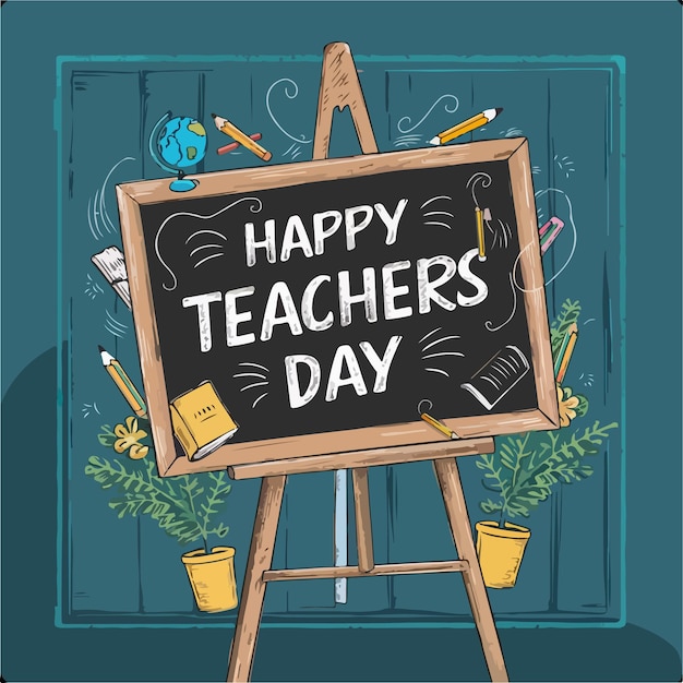 Happy teachers day flat design illustration concept