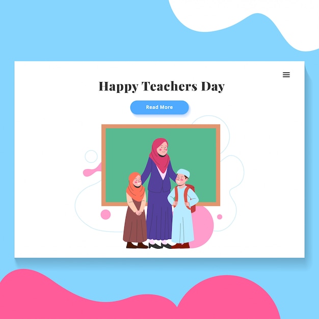 Happy Teachers Day Illustration Landing Page Template