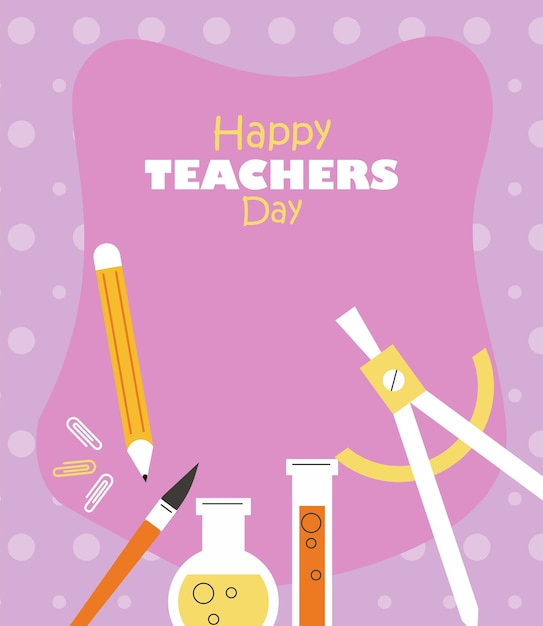 Happy teachers day lettering poster