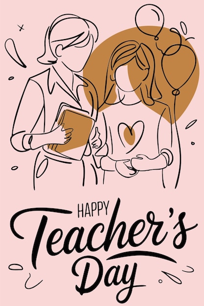 Vector happy teachers day minimalist vector illustration celebrating teachers with simple line art