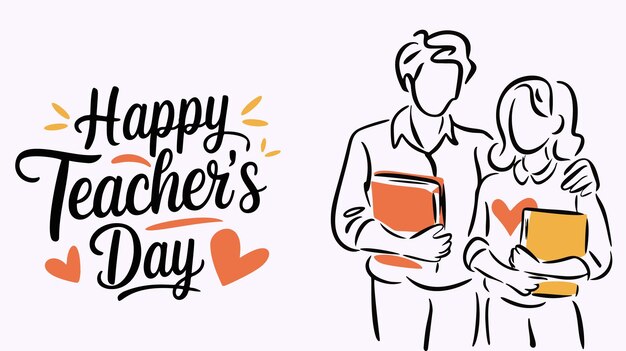 Vector happy teachers day minimalist vector illustration celebrating teachers with simple line art