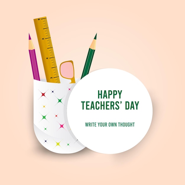 Happy teachers' day social media banner design template with education elements