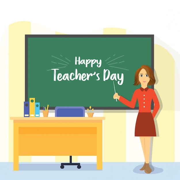 Happy Teachers Day Woman  Flat 