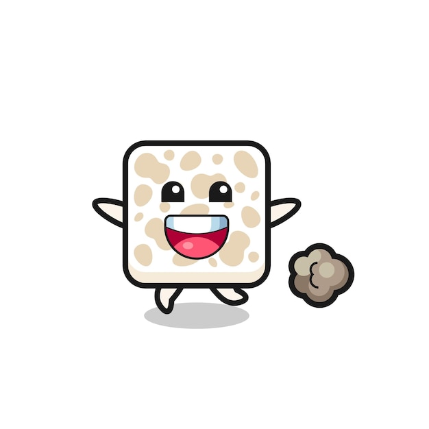 The happy tempeh cartoon with running pose