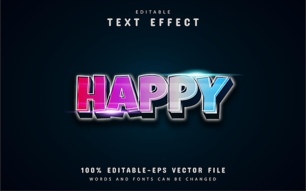 Happy text, colorful gradient style text effect