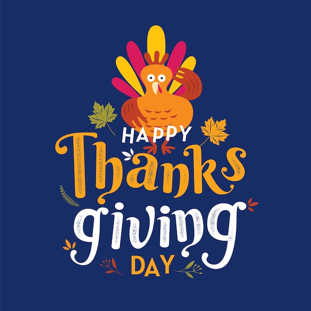 Happy Thanksgiving, Autumn, Typography, Calligraphy design, vector illustration.