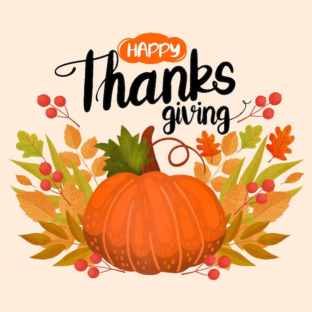 Happy Thanksgiving Background, Giving Thanks, Pumpkin icon Autumn Fall Leaves