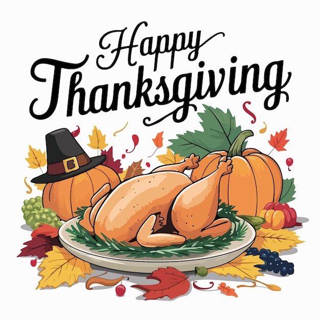 Vector happy thanksgiving background illustration concept