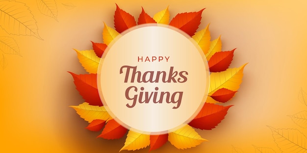 Happy thanksgiving background with autumn leaves vector illustration