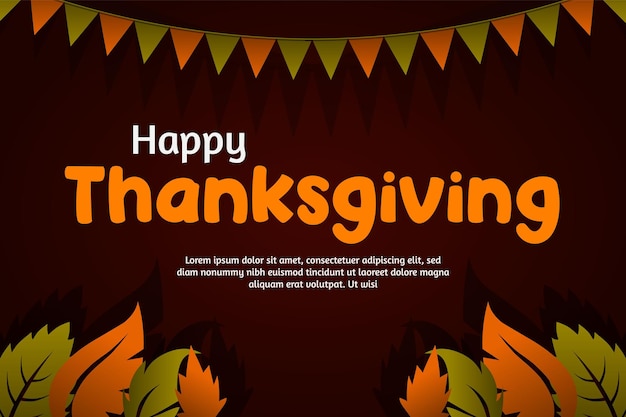 Happy Thanksgiving banner with autumn leaves background