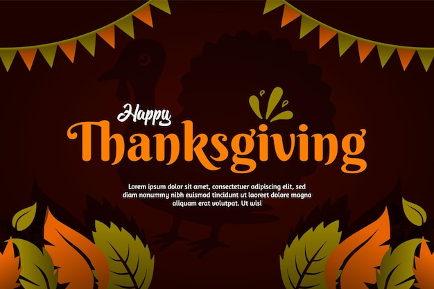 Happy Thanksgiving banner with autumn leaves background