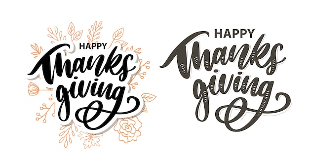 Happy thanksgiving brush hand lettering, isolated. Calligraphy