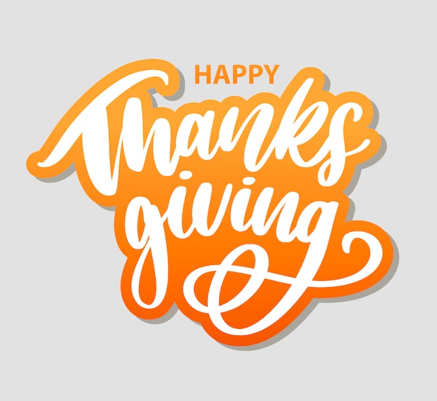 Happy thanksgiving brush hand lettering, isolated on white background