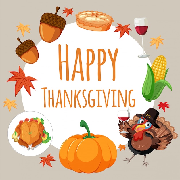 Vector happy thanksgiving card concept