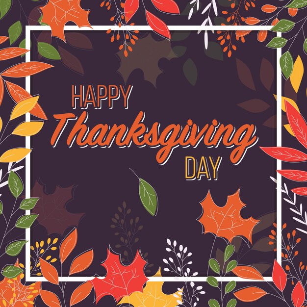 Happy Thanksgiving day card with floral decorative elements