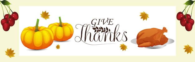 Happy thanksgiving day celebration banner with creative elements on white background