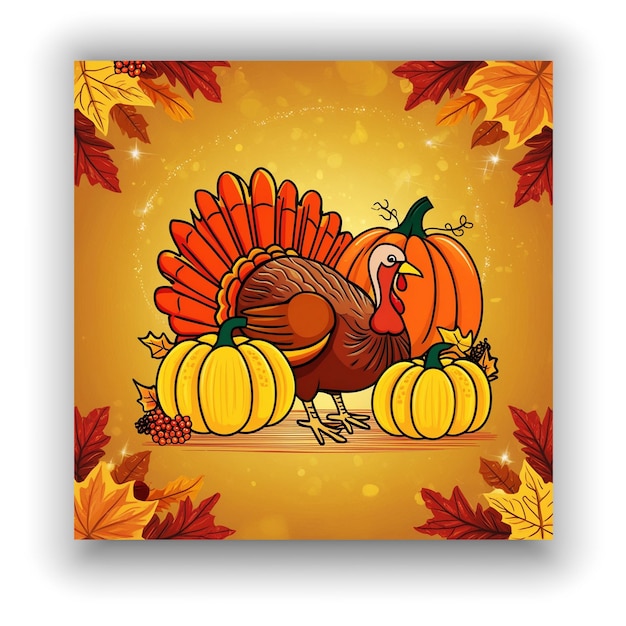 Happy Thanksgiving Day colorful background with vegetables and leaves