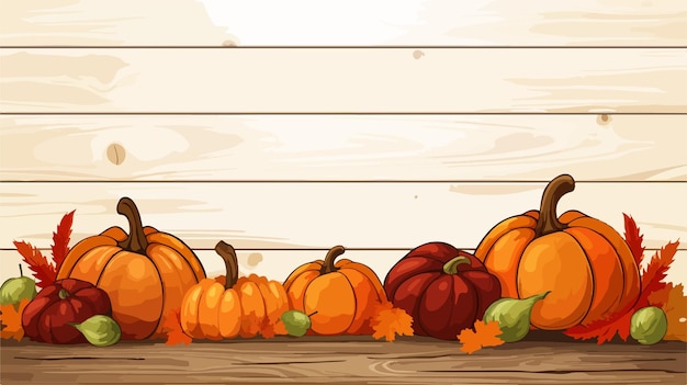 Vector happy thanksgiving day elements on wood background