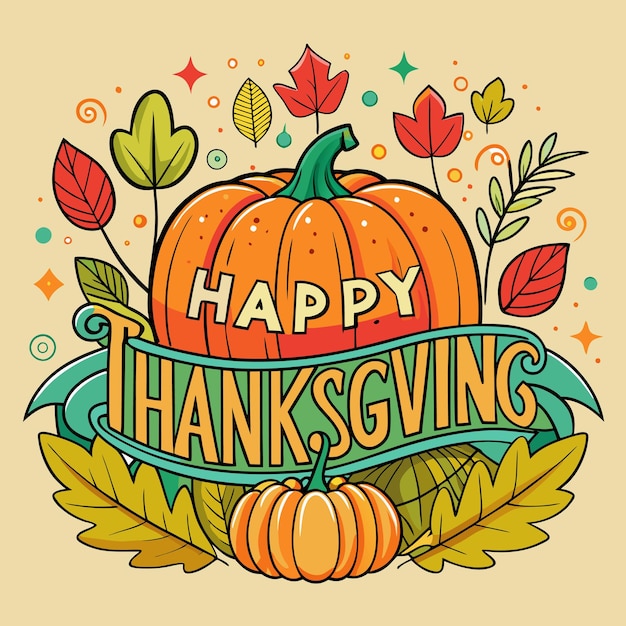 Vector happy thanksgiving day greeting card banner