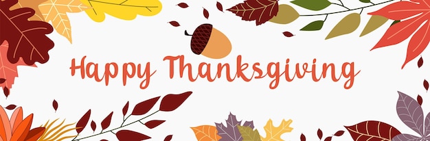 Happy Thanksgiving day leaves banner Vector illustration