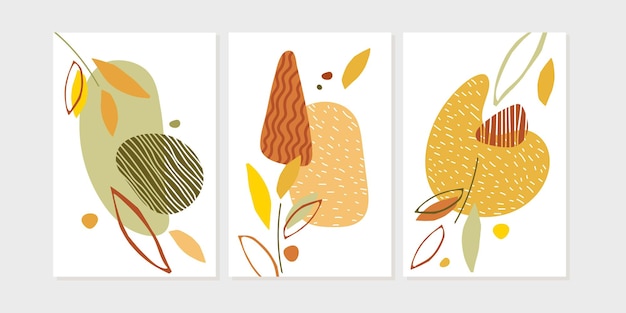 Happy Thanksgiving day poster set Trendy abstract nature design