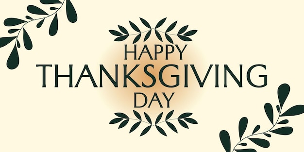 Happy thanksgiving day with autumn leaves. Hand drawn text lettering for Thanksgiving Day.