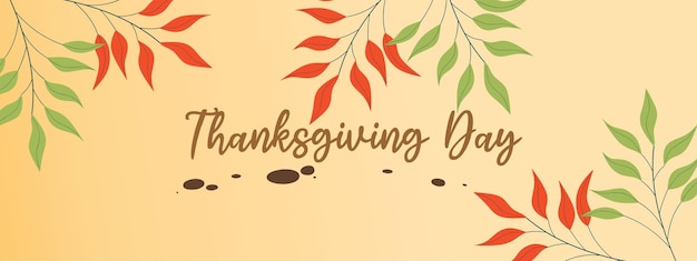 Happy thanksgiving day with hand drawn leaves. Hand drawn text lettering. Vector illustration.