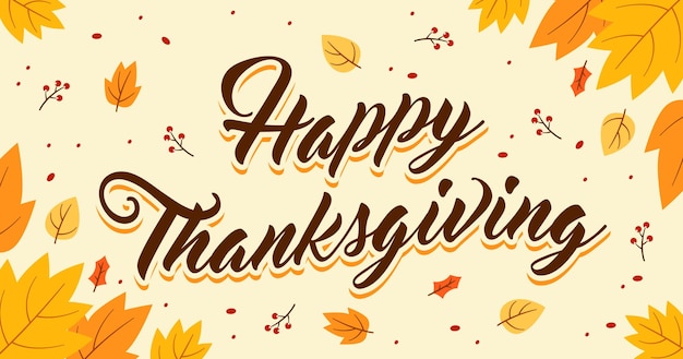 Happy Thanksgiving Flat Design Background Banner