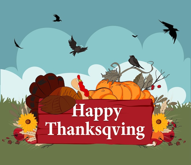 Happy Thanksgiving holiday vector design template for websites, posters, banners Happy Thanksgiving