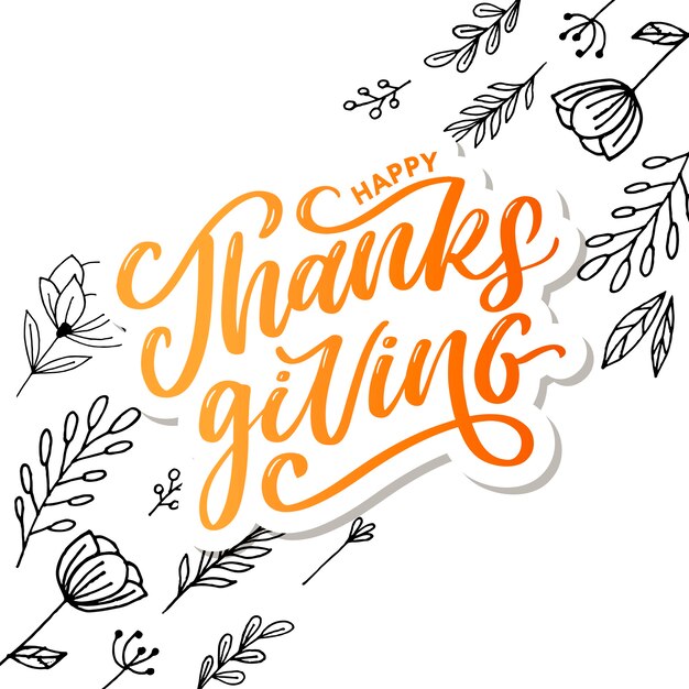 Happy thanksgiving lettering calligraphy text brush