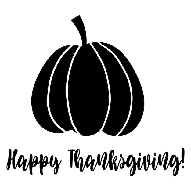 Happy Thanksgiving - lettering and pumpkin design. Vector illustration.