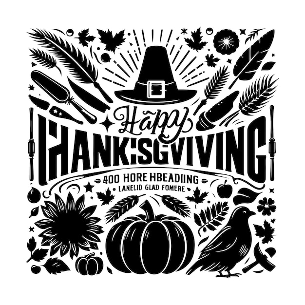 Vector happy thanksgiving logo concept icon thanksgiving silhouette vector illustration