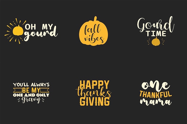 Happy thanksgiving t shirt Design Bundle set of thanksgiving lettering vector for tshirts posters cards invitations stickers banners advertisement and other uses