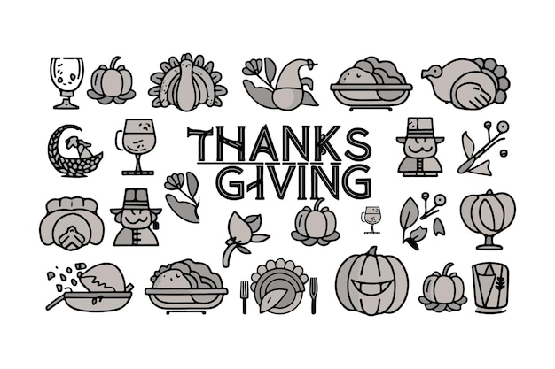 Vector happy thanksgiving text with maple leaf vector transparent background