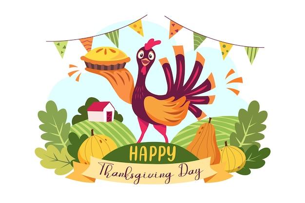 Happy Thanksgiving Turkey Vector Illustration