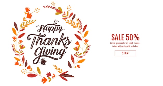 Happy Thanksgiving typography ,Banner template sale.