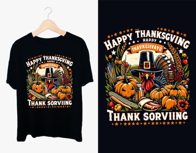 Vector happy thanksgiving typography happy thanksgiving day t shirt typography print ready t shirt