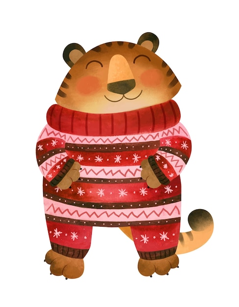 Happy Tiger in winter pajamas The symbol of the new year 2022