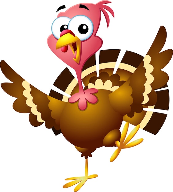 Happy Turkey Baby Cartoon Character. Vector Illustration Flat Design