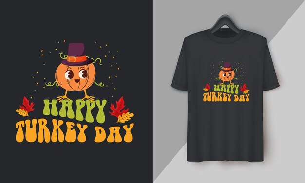 Vector happy turkey day fall thanksgiving day special tshirt design vector festival holidays orange