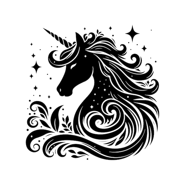 Happy unicorn vector head portrait horse sticker hand drew style cartoon illustration birthday