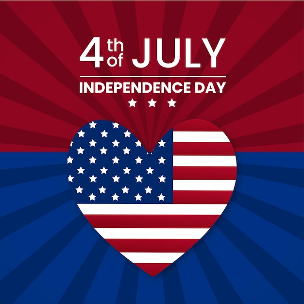 Happy USA Independence Day Blue Red White Background Social Media Design Banner Free Vector