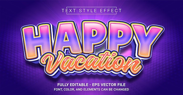 Happy Vacation Text Style Effect Editable Graphic Text Template